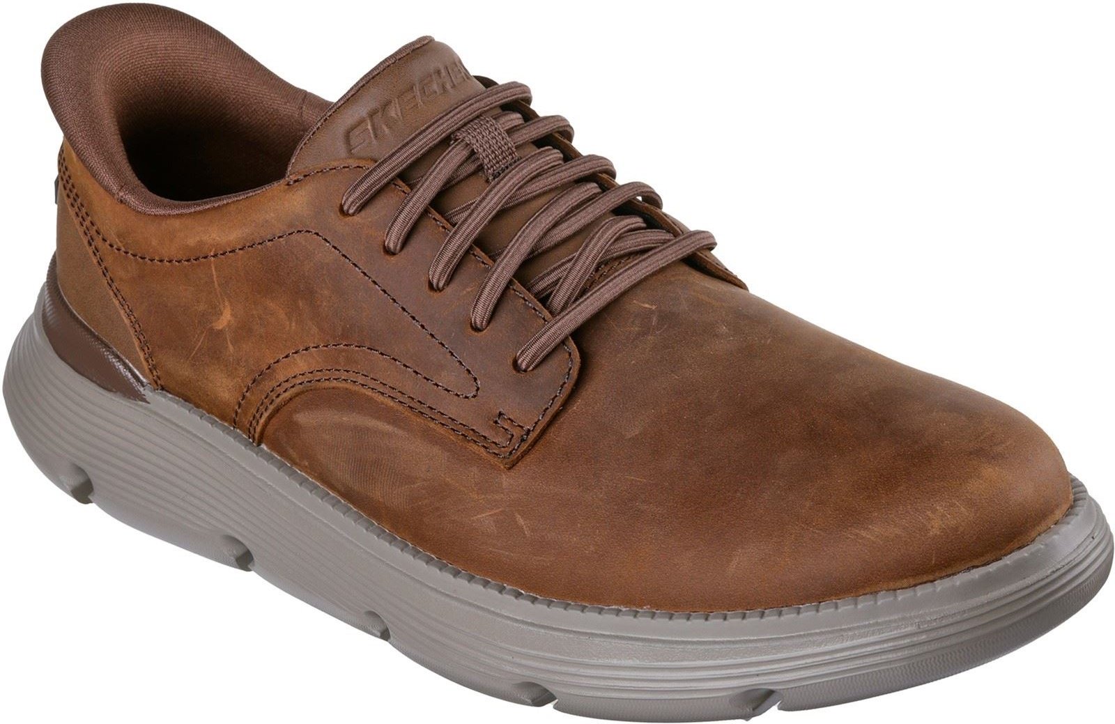 Thumbnail - Skechers Garza Duran Leder Herren Schnürschuhe Dunkelbraun