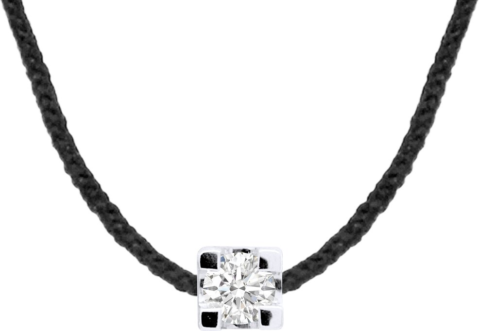 DIADEMA - Halskette - Schwarzes Nylon - Echter Diamant