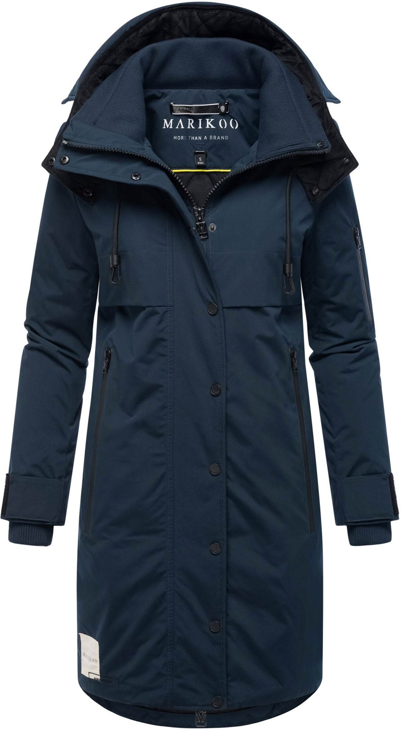 Marikoo Damen Wintermantel mit Kapuze & Taillierungsband – Anoukaa