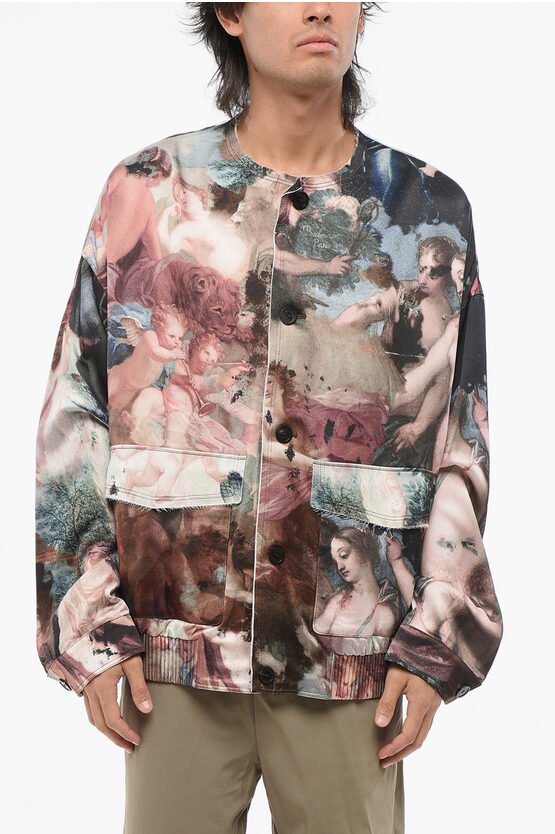 Leichte, gemusterte Satinjacke in Mehrfarbig