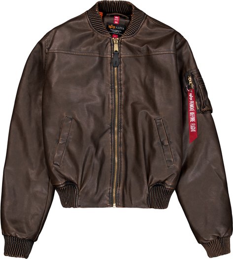 MA-1 Faux Leather Vintage Bomber Jacket Women