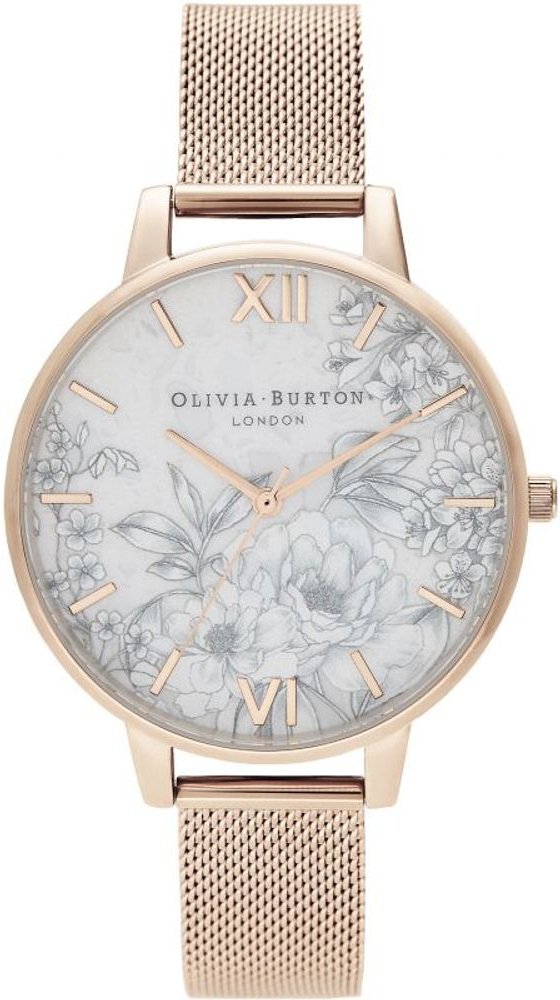 Blumen-Zifferblatt Mesh-Armbanduhr