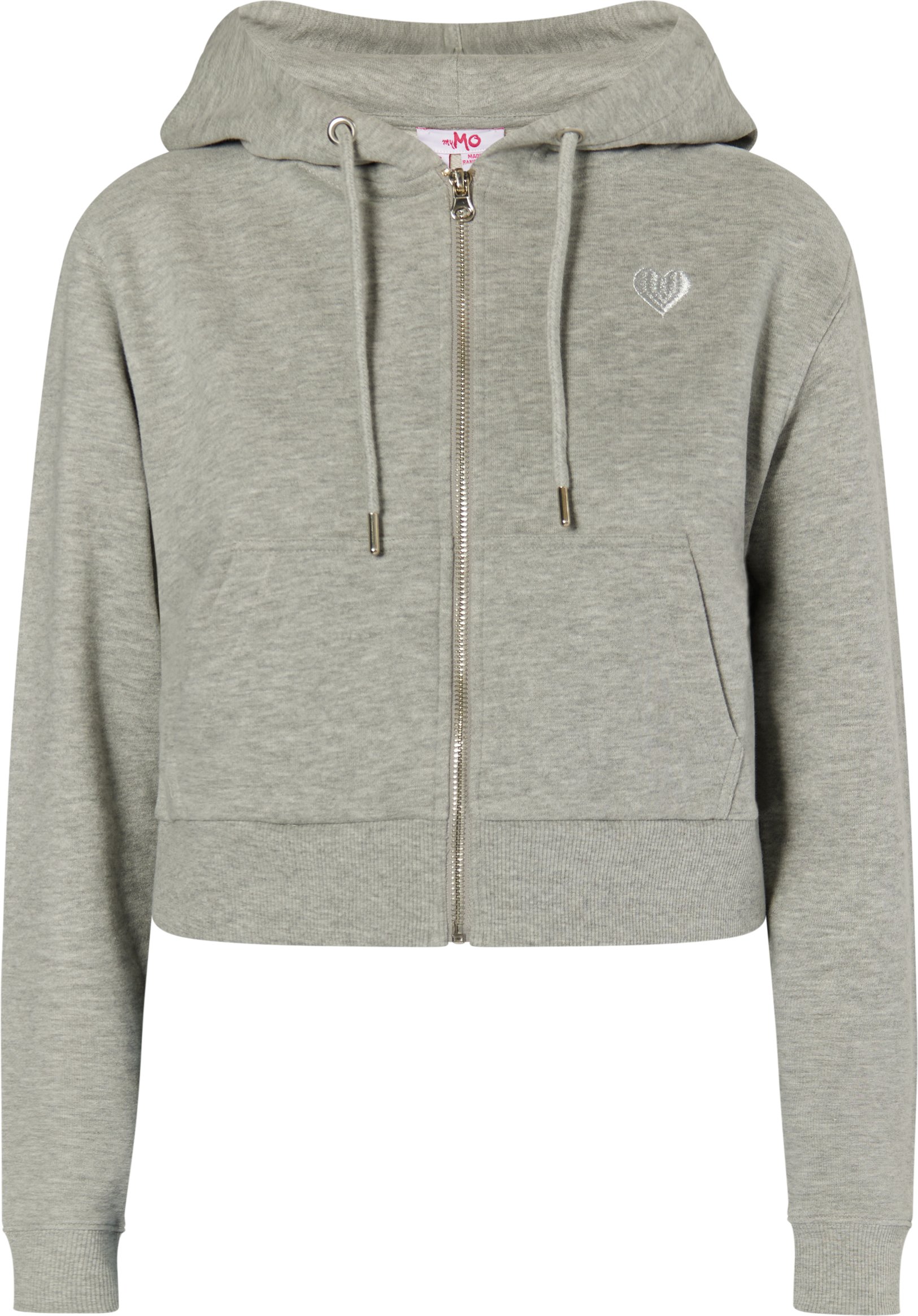 Mymo Kapuzenpullover mit Reißverschluss Damen grau melange