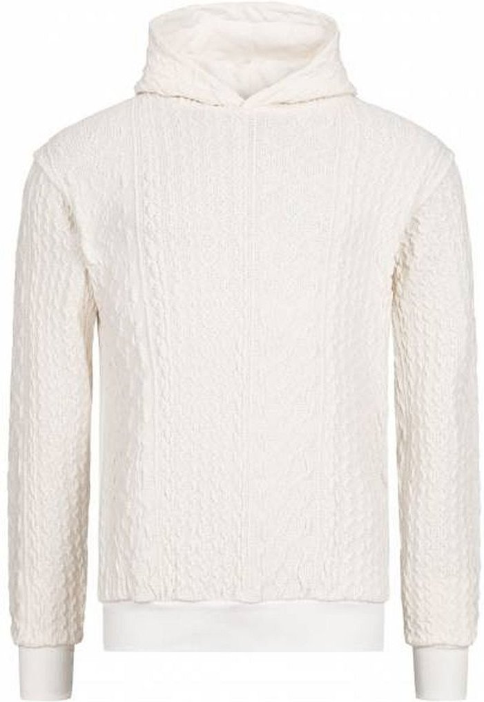 Krimineller Schaden Kabelstrickmenschen aus weißem Hoodie