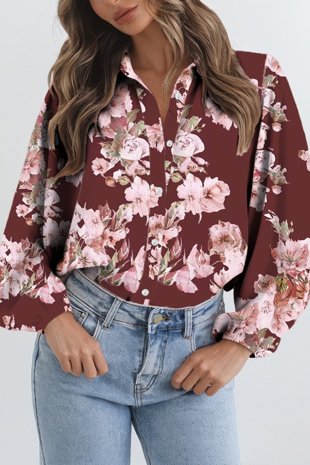 Bluse mit floralem Druck und langen Ärmeln