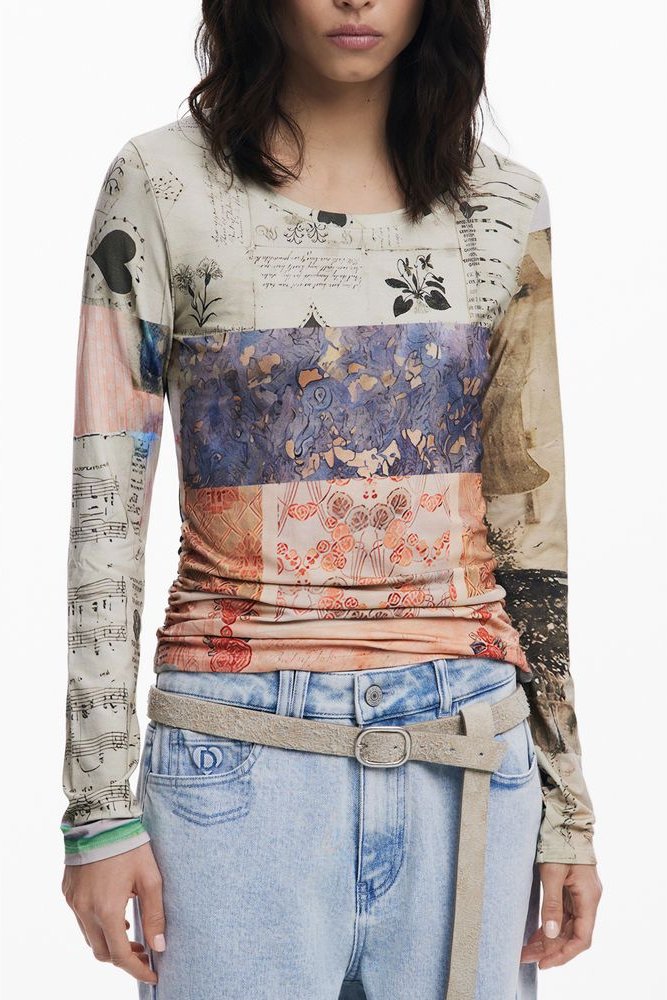 Desigual Beiges Viskose Damen T-Shirt