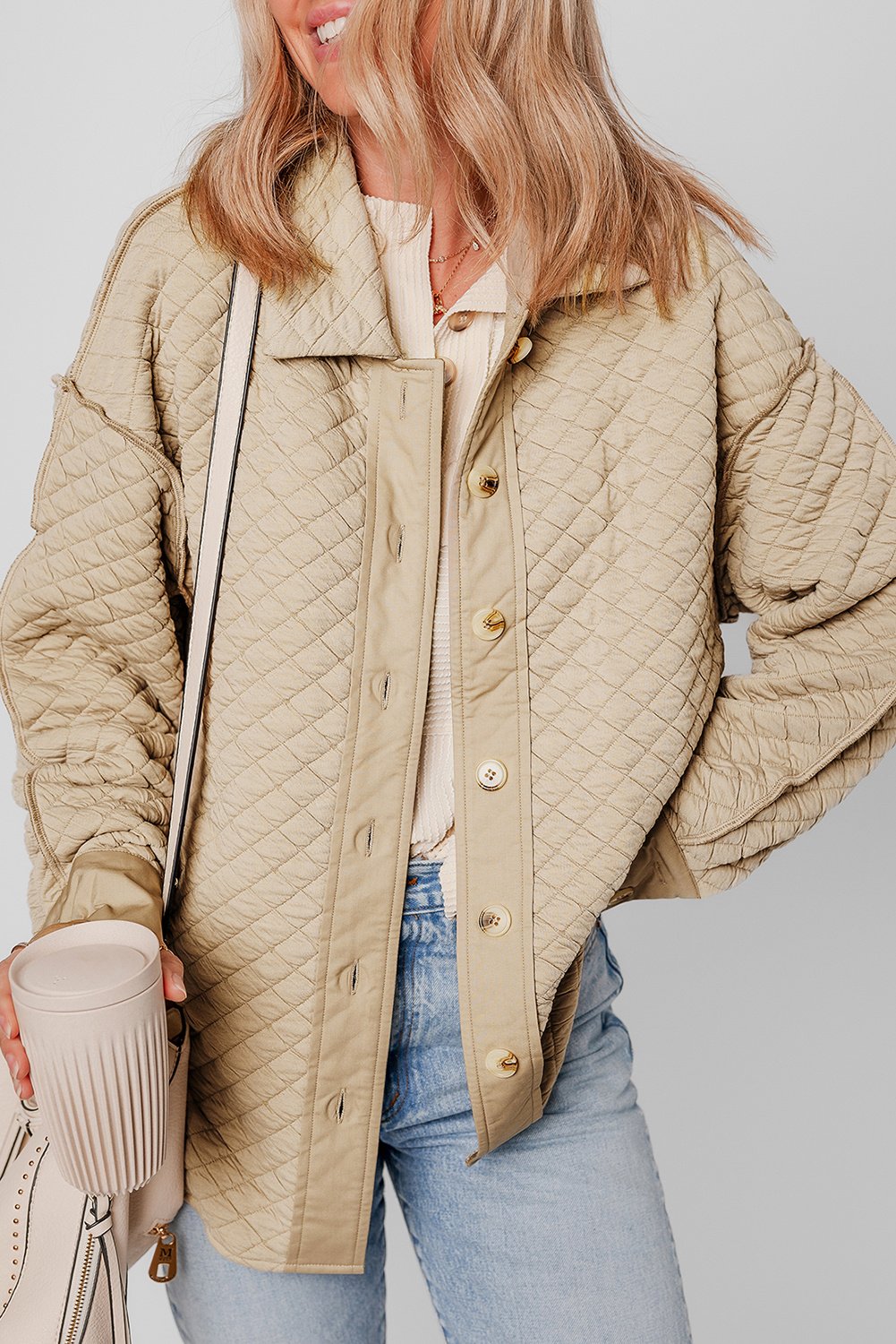 Steppjacke mit Diamantmuster, Relaxed Fit