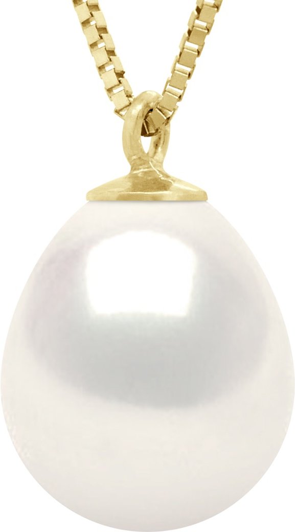 Halskette, echte Süßwasser-Zuchtperle, Birne, 9–10 mm