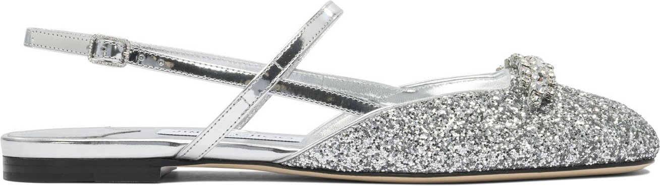 Silberne Kalb-Sandalen