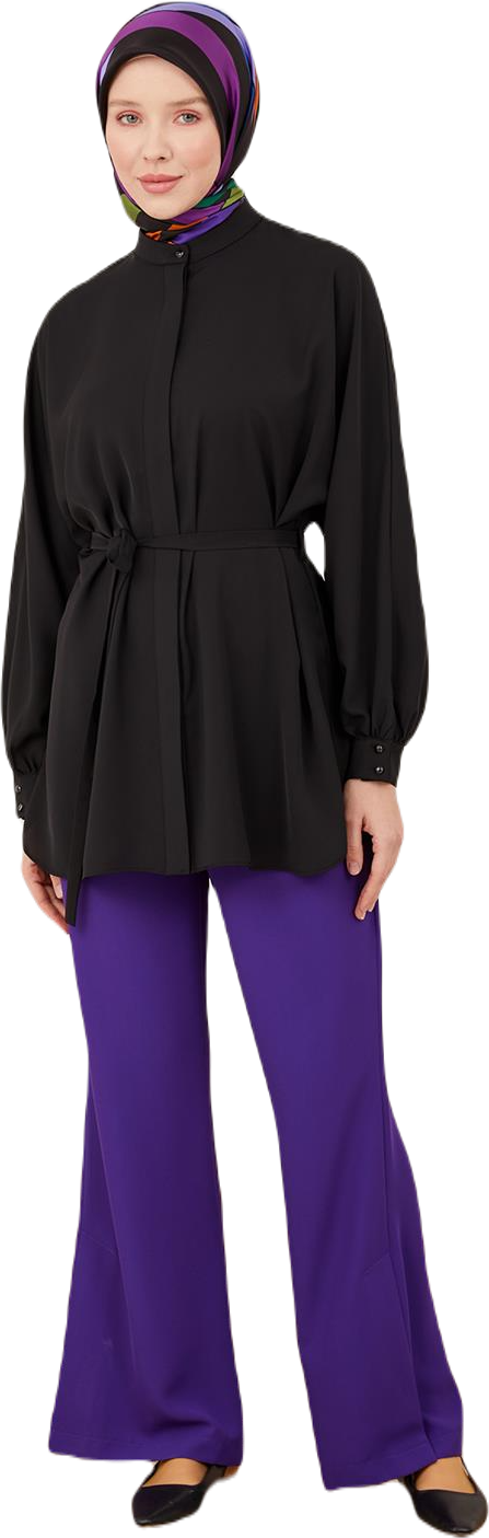 Armine-Hose mit hoher Taille und Seitenschlitzen