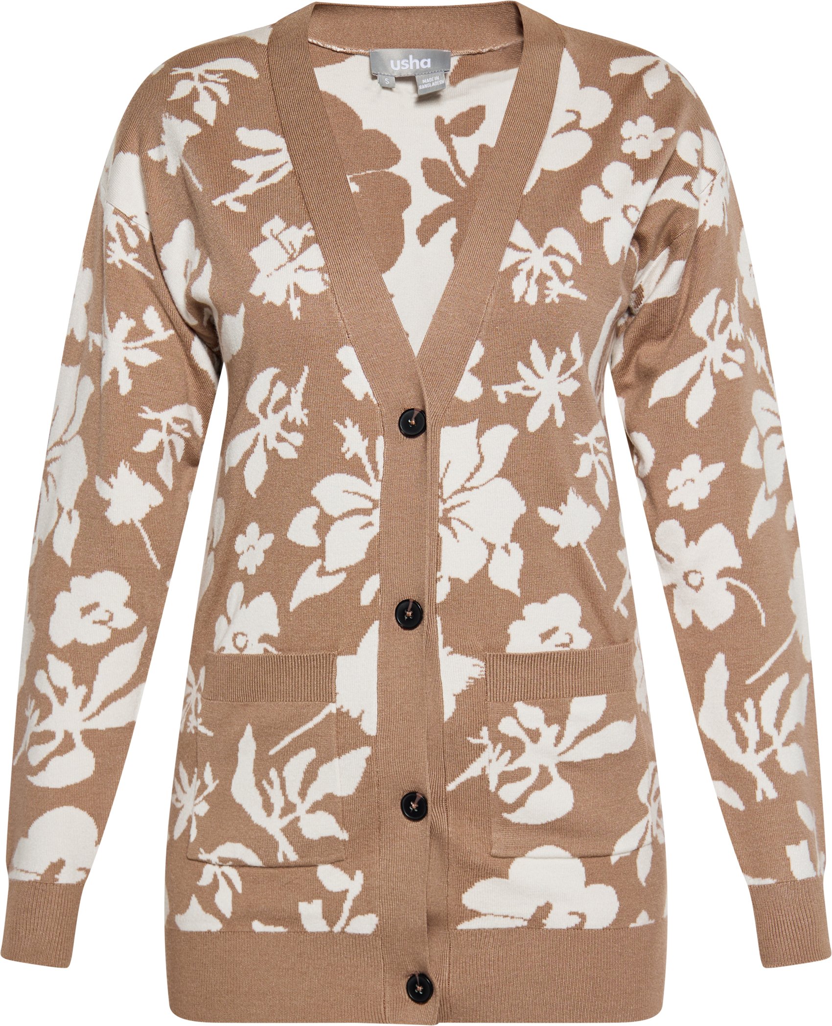 usha Strickjacke Damen taupe/wollweiß