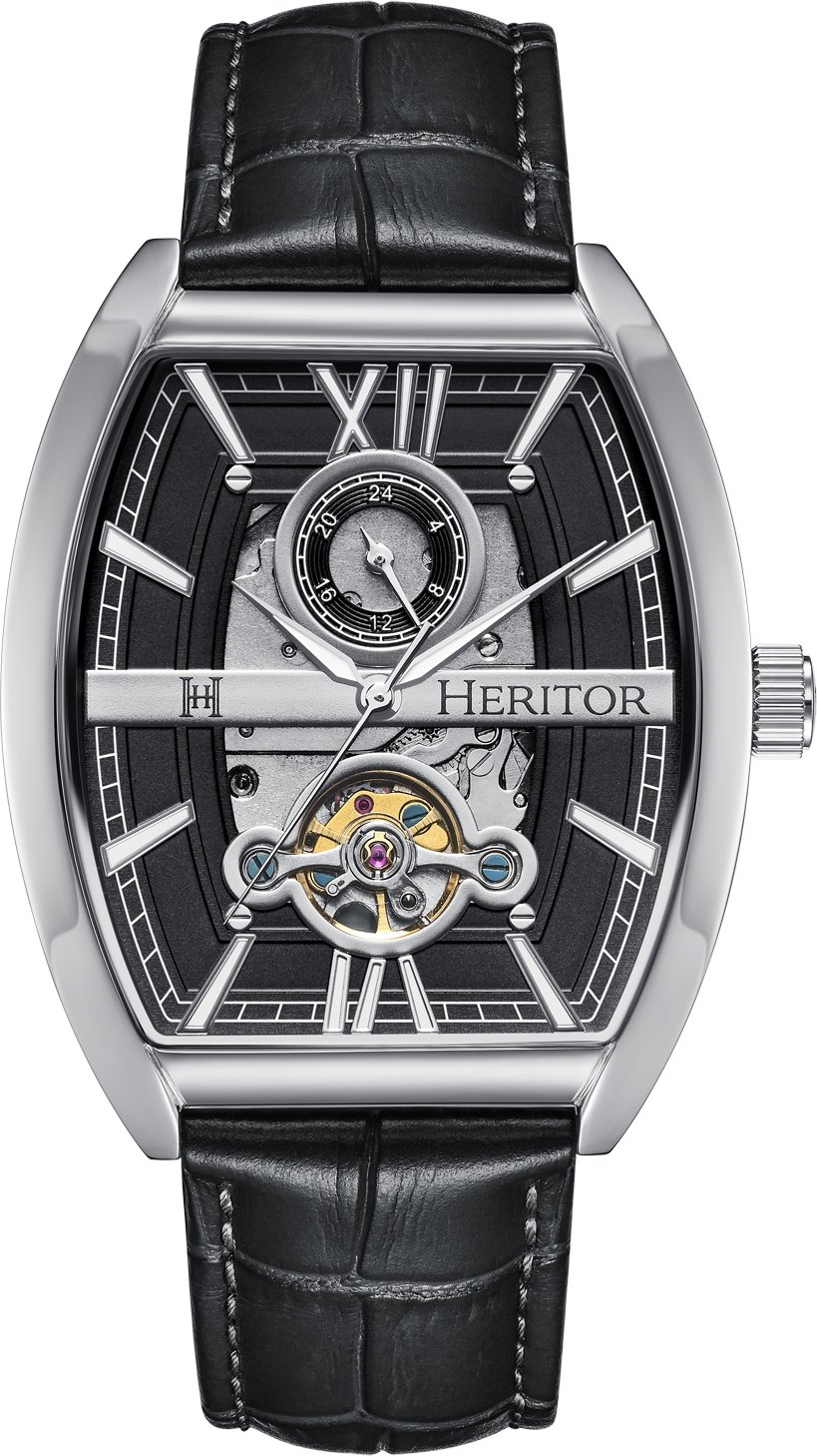 Montre automatique Heritor Masterson semi-squelette avec bracelet en cuir