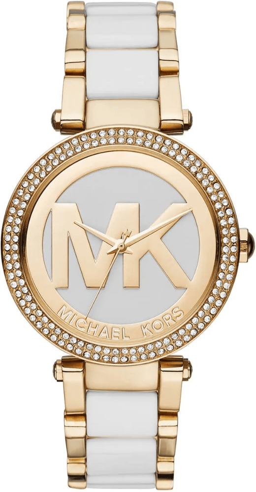 Michael Kors Parker MK6313 Weißes Zifferblatt 39 mm Damen Gold & Weiß Uhr