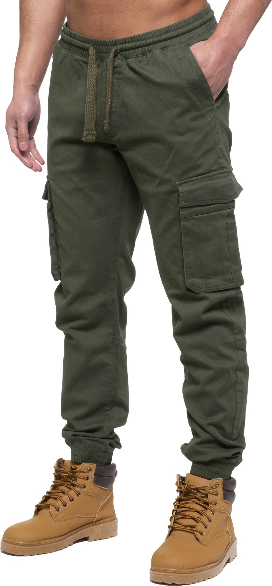 Thumbnail - Enzo | Herren Cargo-Jogger-Jeans - Khaki