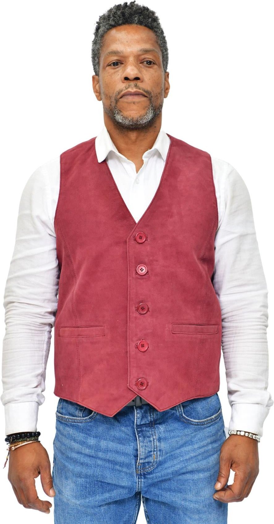 Thumbnail - Klassische Herrenweste aus Ziegenveloursleder – Norwich