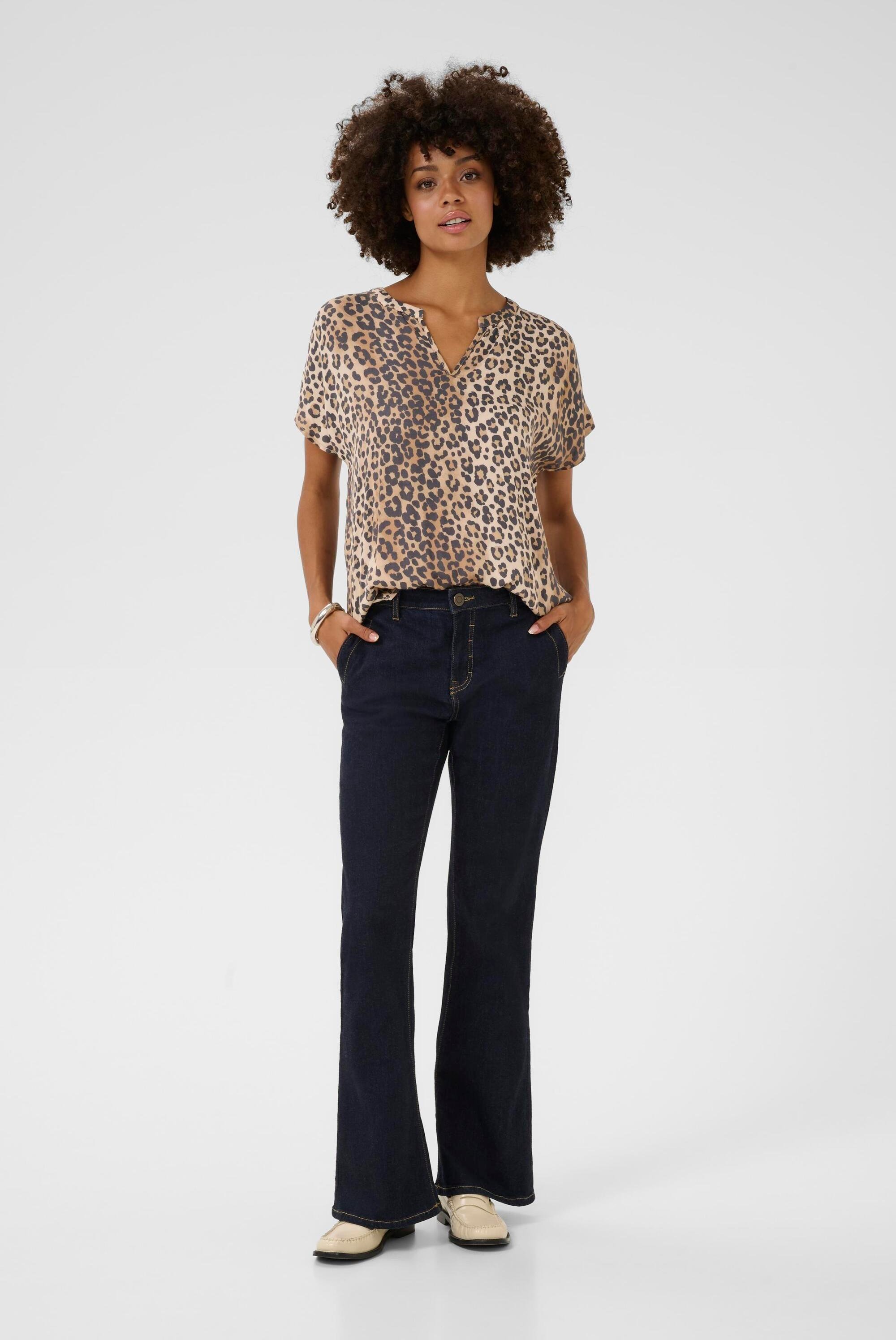 Kurzarm-Bluse CUdana Relaxed fit leopard