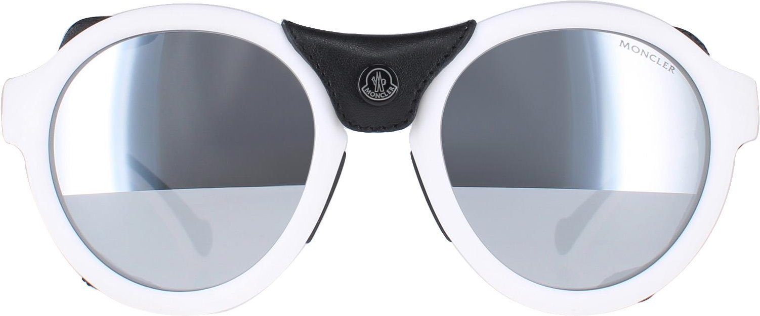 Moncler Runde Unisex weiß schwarz Leder grau Silber Spiegel ML0046