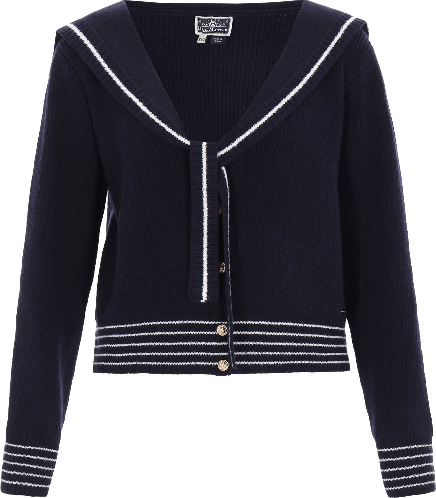 Dreimaster Strickjacke Frauen marineblau cremeweiß