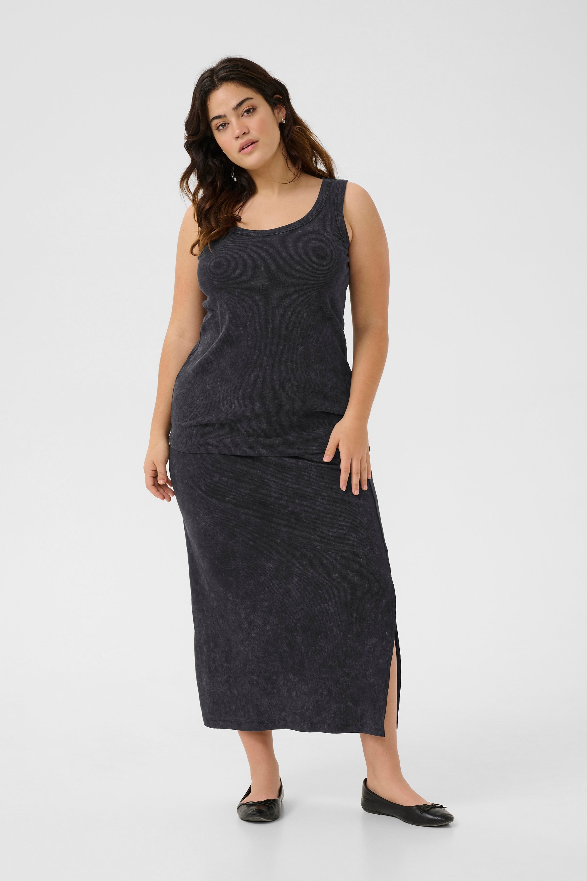 T-shirt Tight fit Black washed rib black