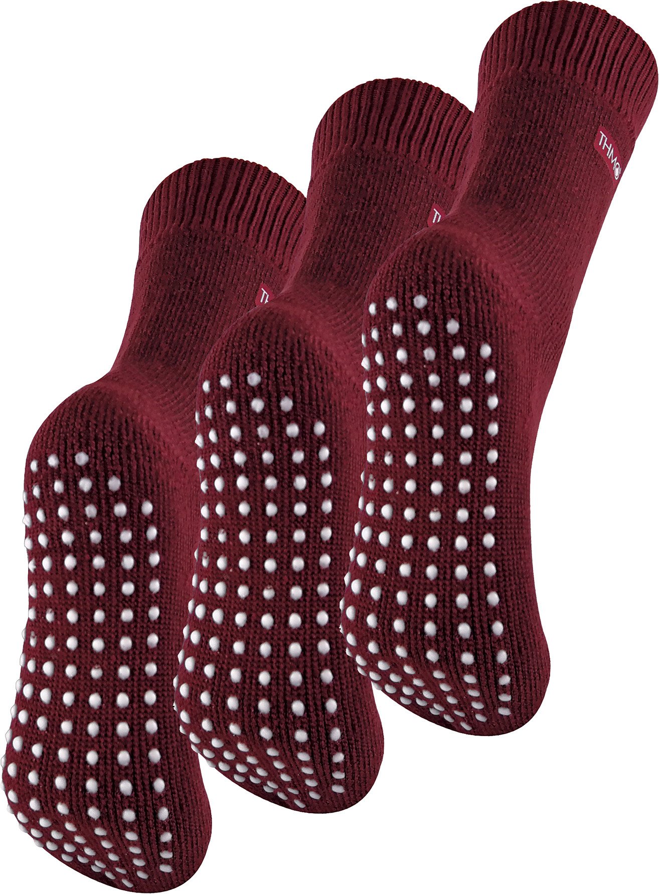 THMO - 3 Paar mit Fleece gefütterte, atmungsaktive Damen-Slipper-Socken - Deep Fuchsia