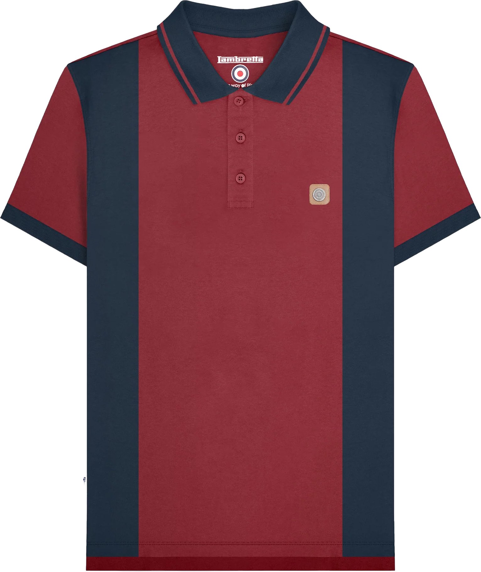 Lambretta - "SS24" Poloshirt für Herren (Burgunderrot/Marineblau)