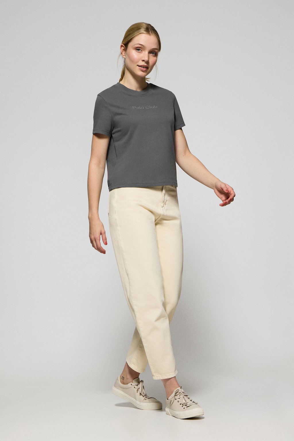 T-Shirt Tori asphaltgrau mit Minimal Combo Logo von Polo Club