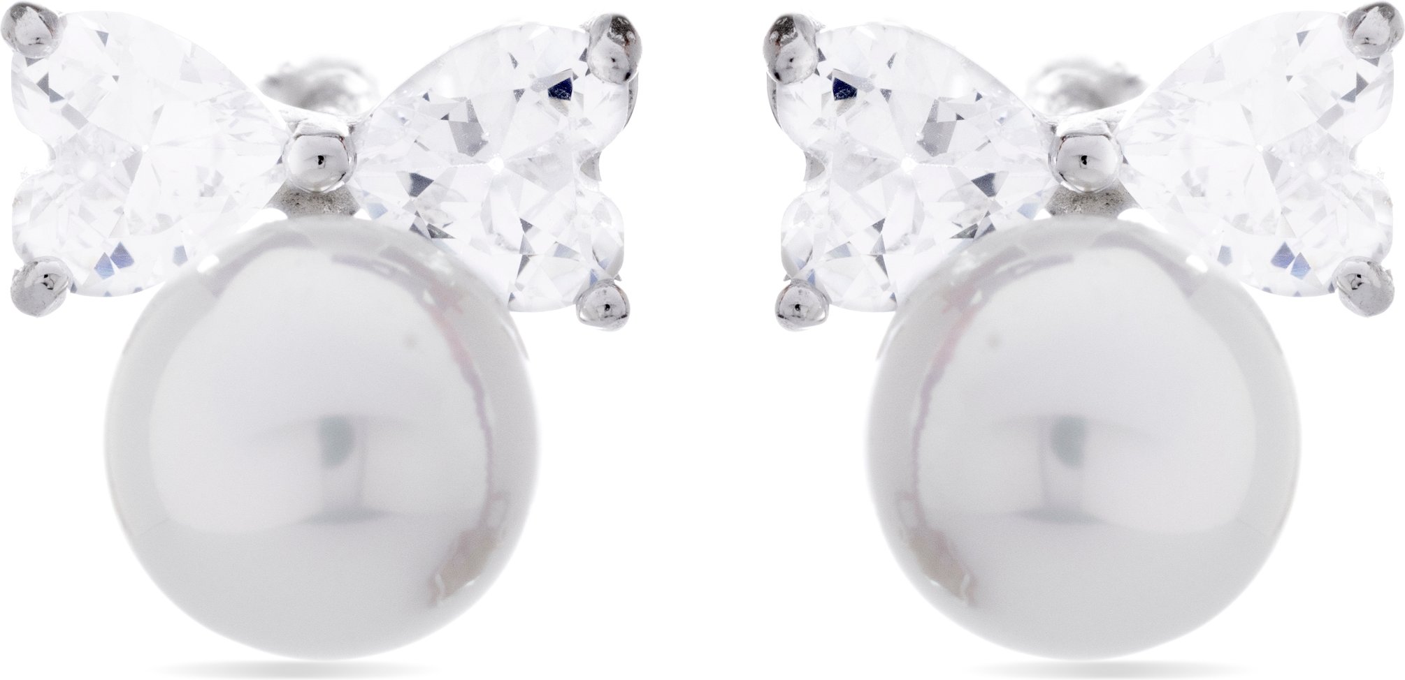 Luxenter Theria 925 Sterling Silber und weiße rhodinierte Perlen Ohrringe