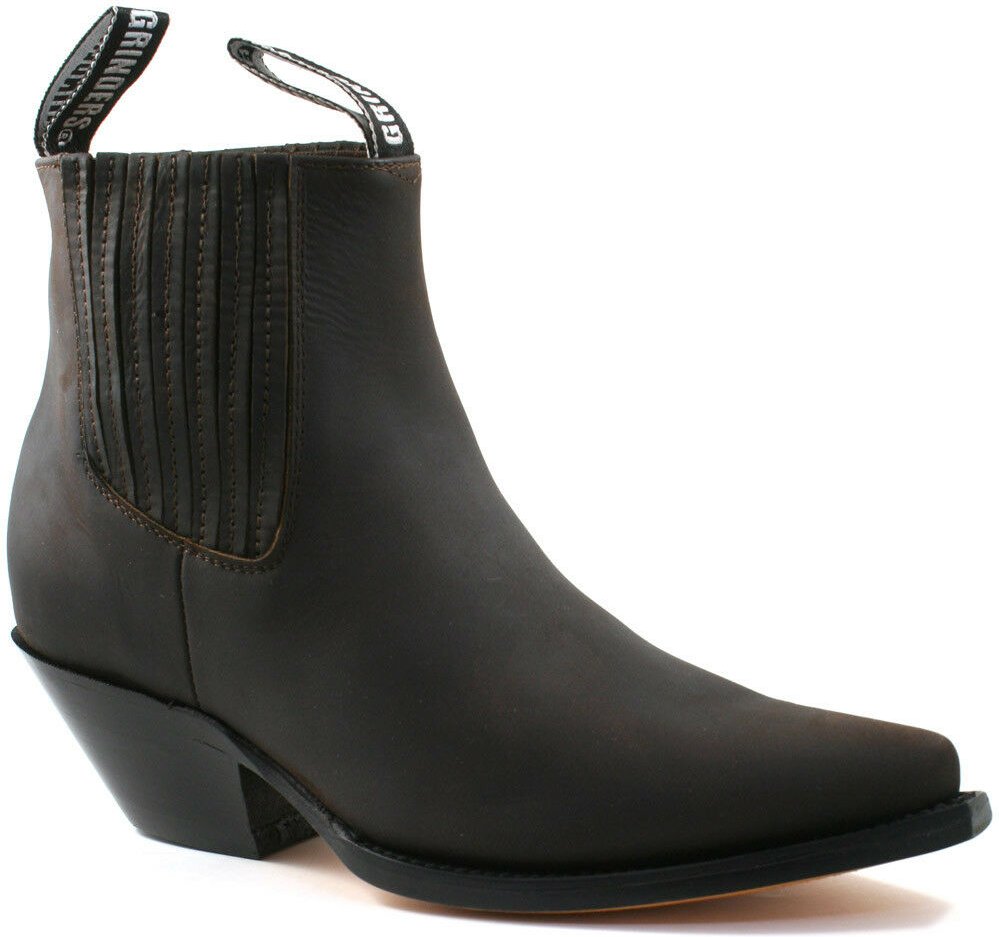 Braune Unisex-Western-Chelsea-Stiefel von Grinders – Mustang