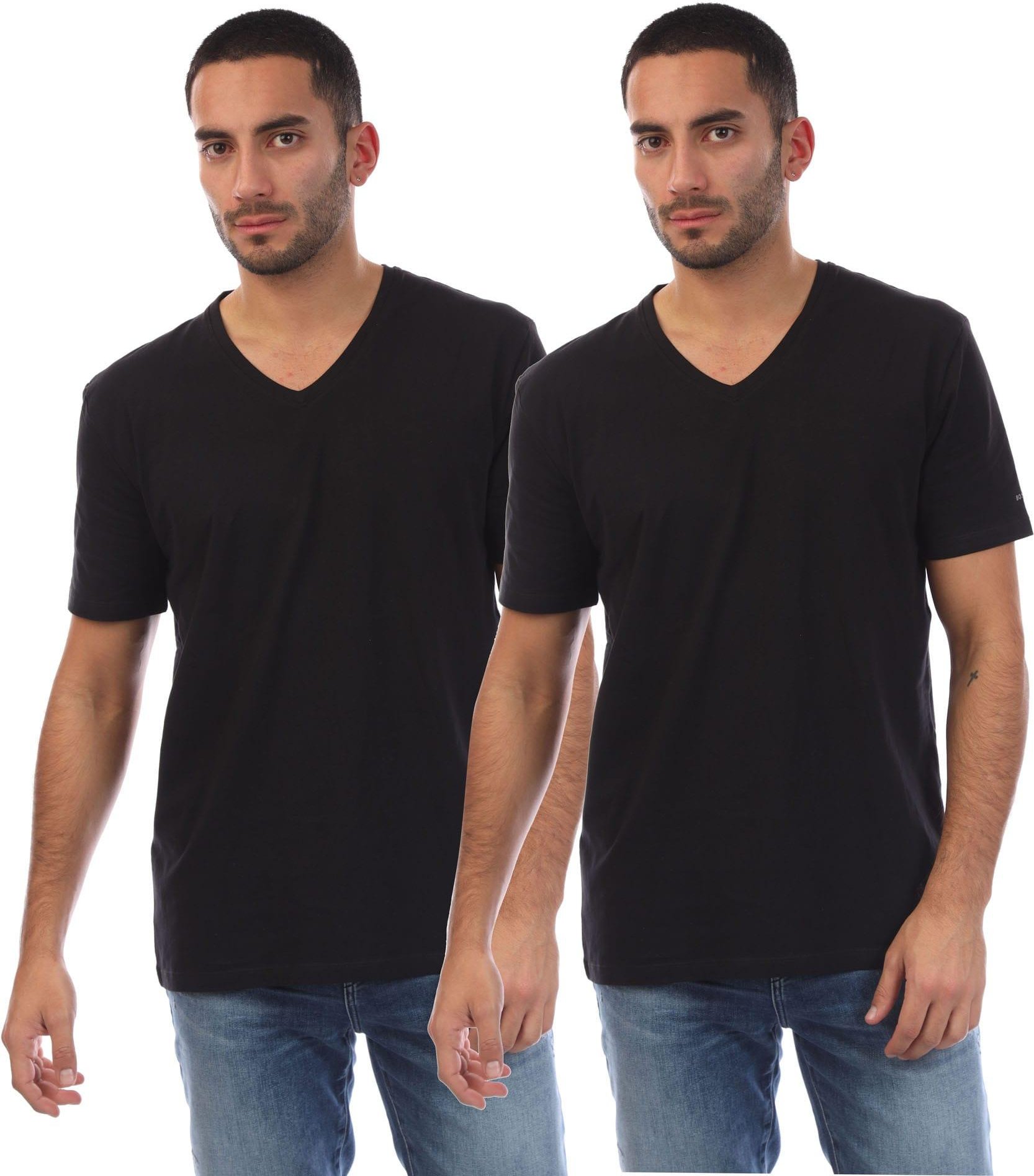 Thumbnail - Boss - T-Shirt für Herren, V-Ausschnitt (2er-Pack) (Schwarz)