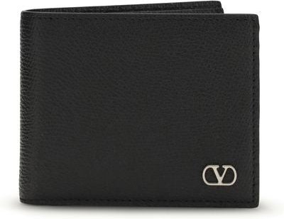 Valentino Garavani Schwarzes Kalbsleder Bos Taurus Portemonnaie