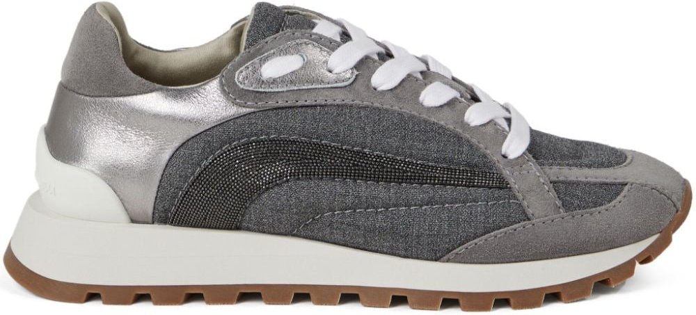 Graue Sneakers mit Monili-Kettendetails