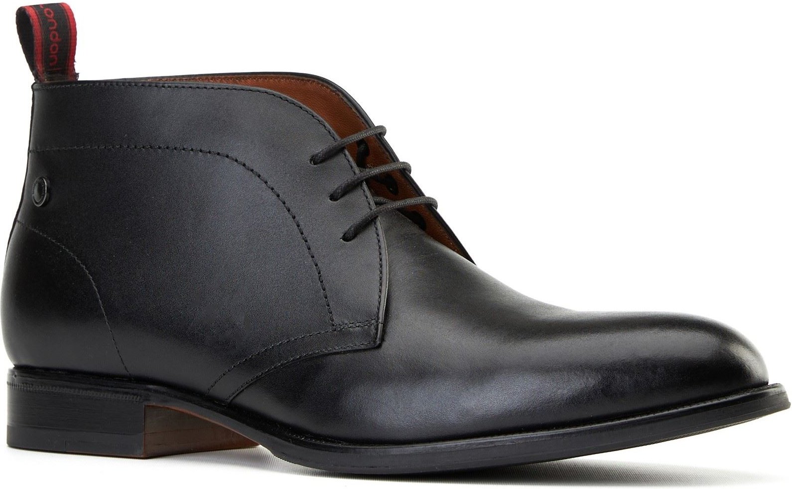 Base London Wallis Herren Schwarze Leder Knöchelstiefel