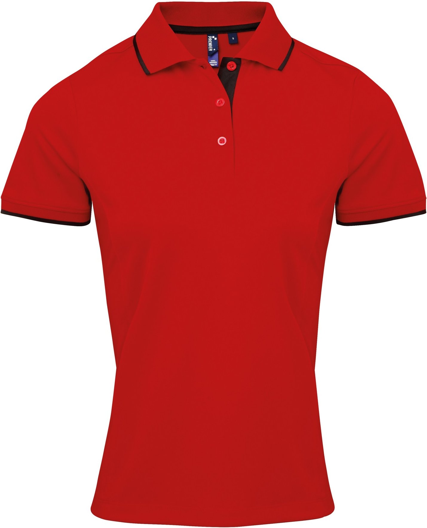 Premier Womens/Ladies Contrast Coolchecker Polo Shirt (Rot/Schwarz)