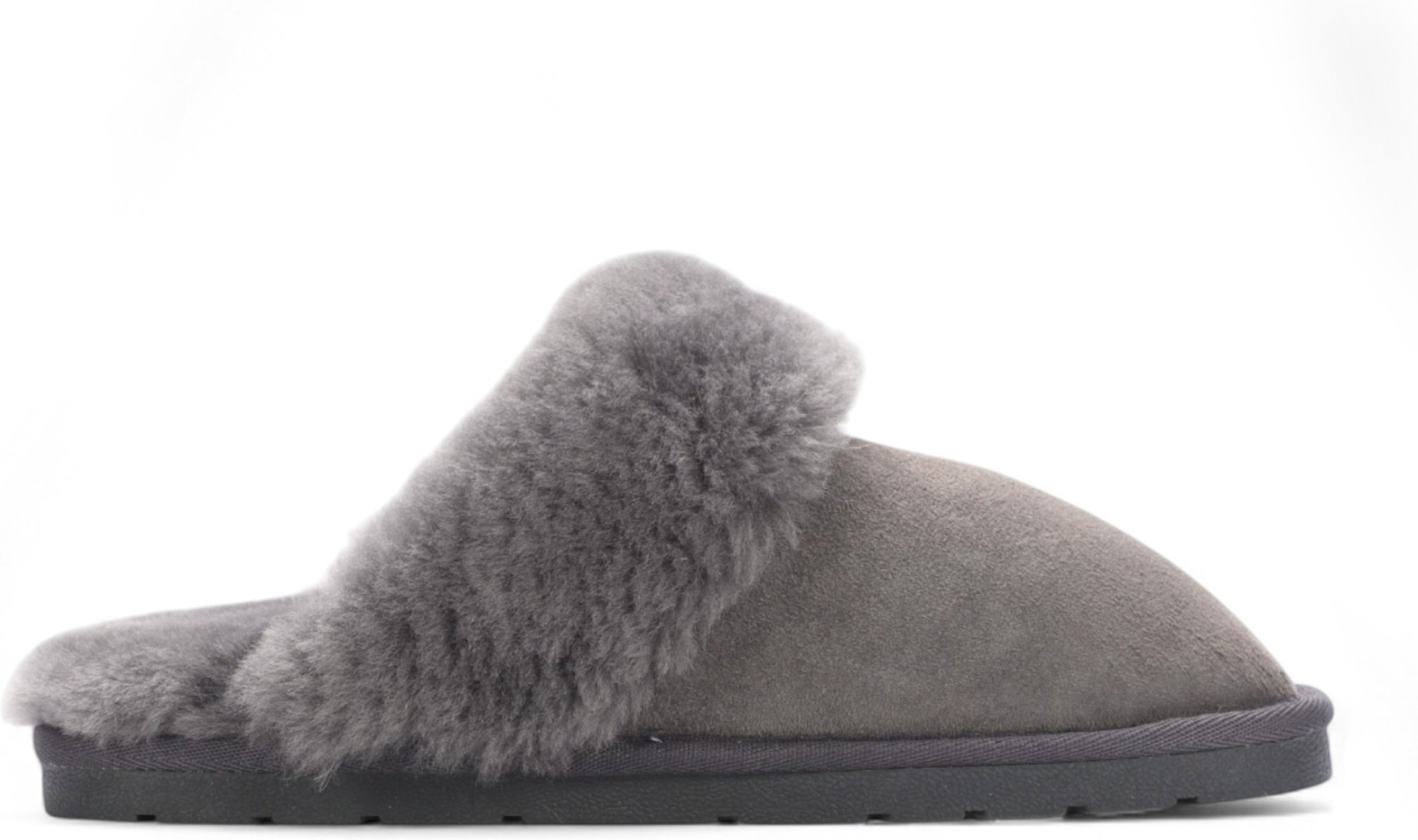Damen-Winterpantoffeln aus echtem Schaffell, grau, Wildleder – Luna