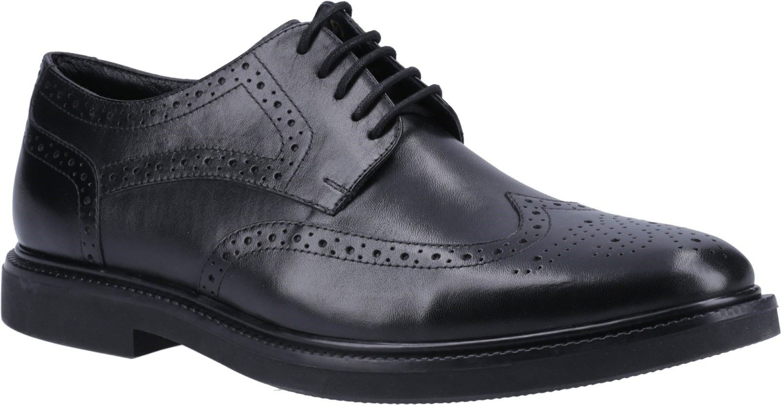 Hush Puppies Kingston Leder Herren Schwarze Brogues Schuhe