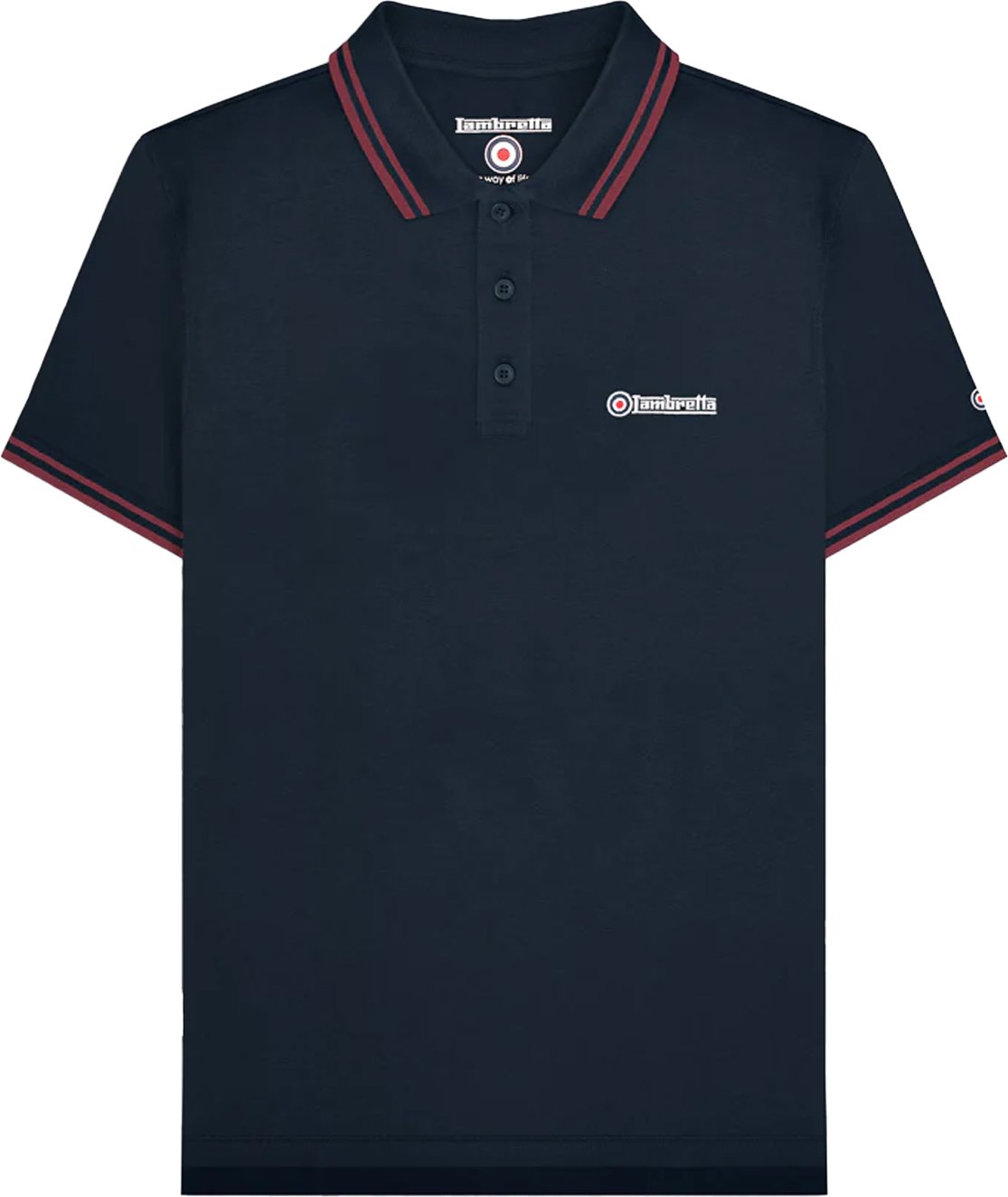 Lambretta - Poloshirt für Herren, Groß und Hoch (Dunkel-Marineblau/Burgunderrot)