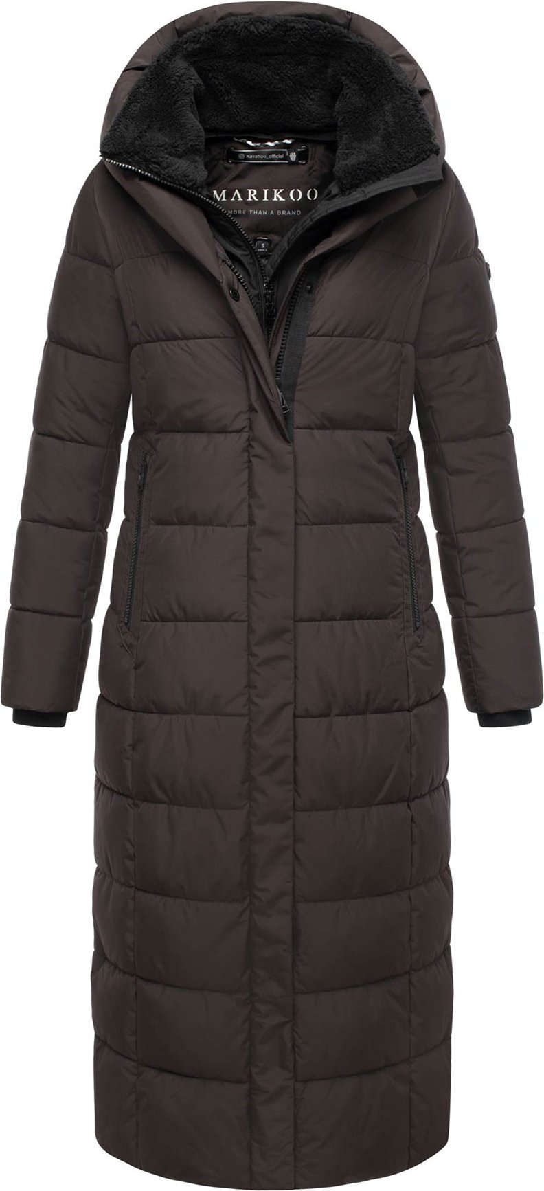 Marikoo Damen Steppmantel Pakoraa mit abnehmbarem Teddyfellkragen