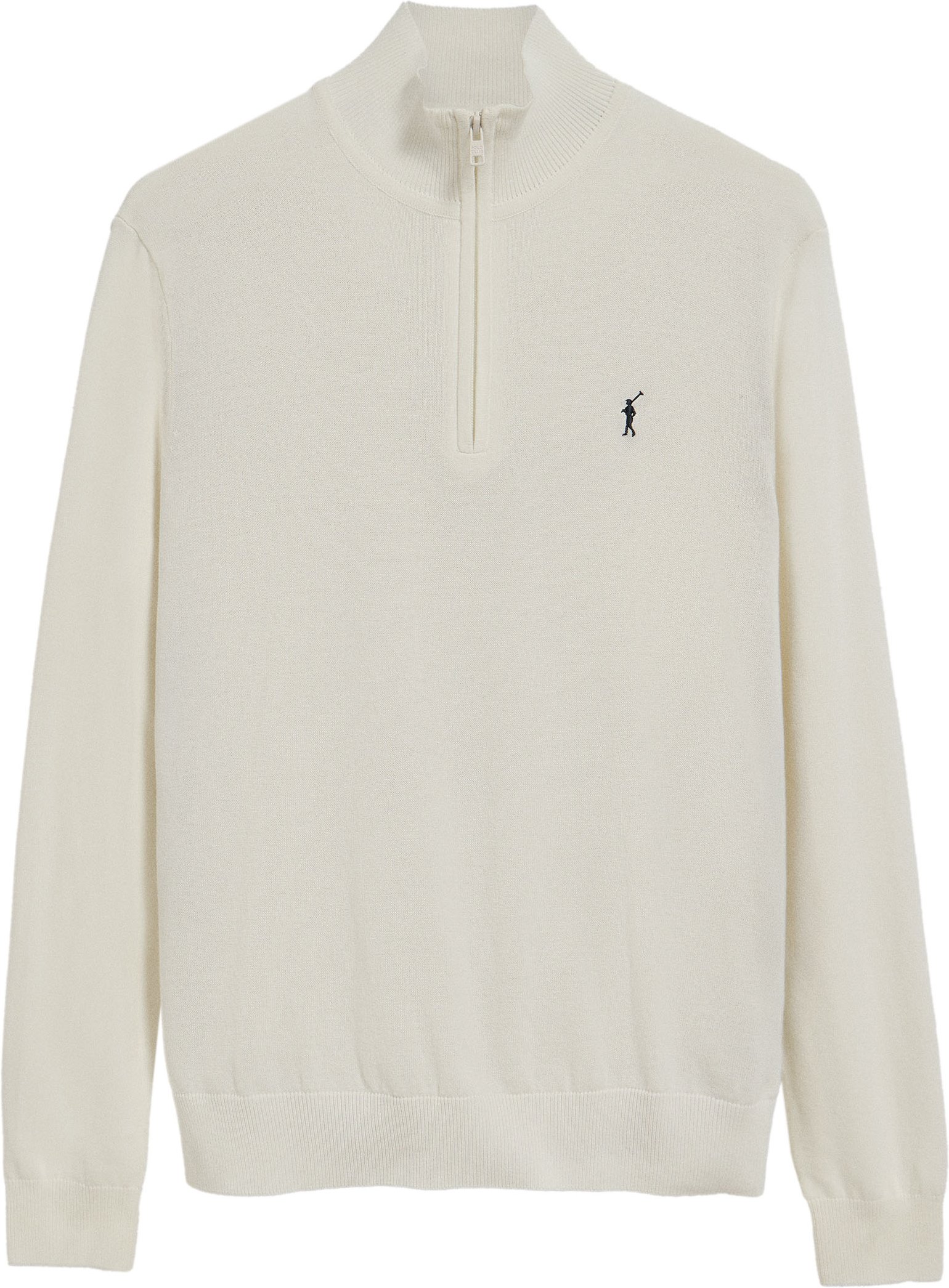 Strickpullover beige mit Reißverschluss und gesticktem Rigby Go Logo