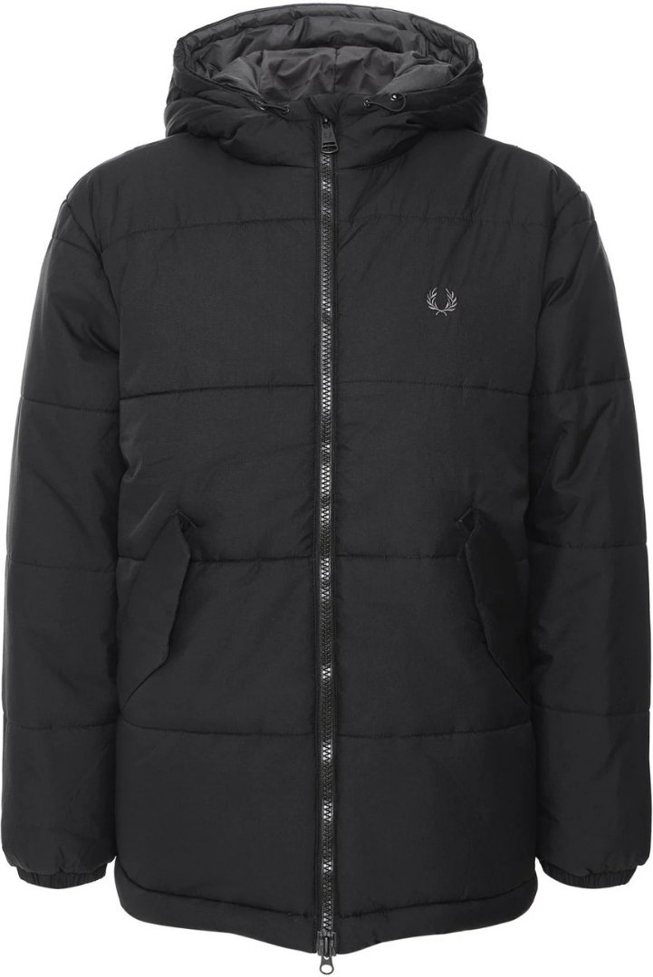 Fred Perry – Isolierte Primaloft-Kapuzenjacke in Schwarz