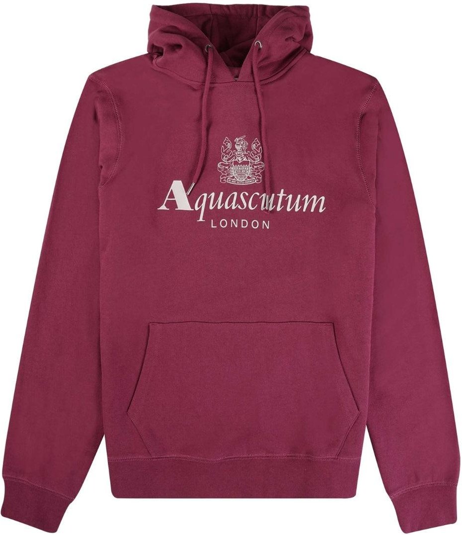 Aquascutum Herren Aktive Big Logo Kapuzenpullover (Bordeauxrot)