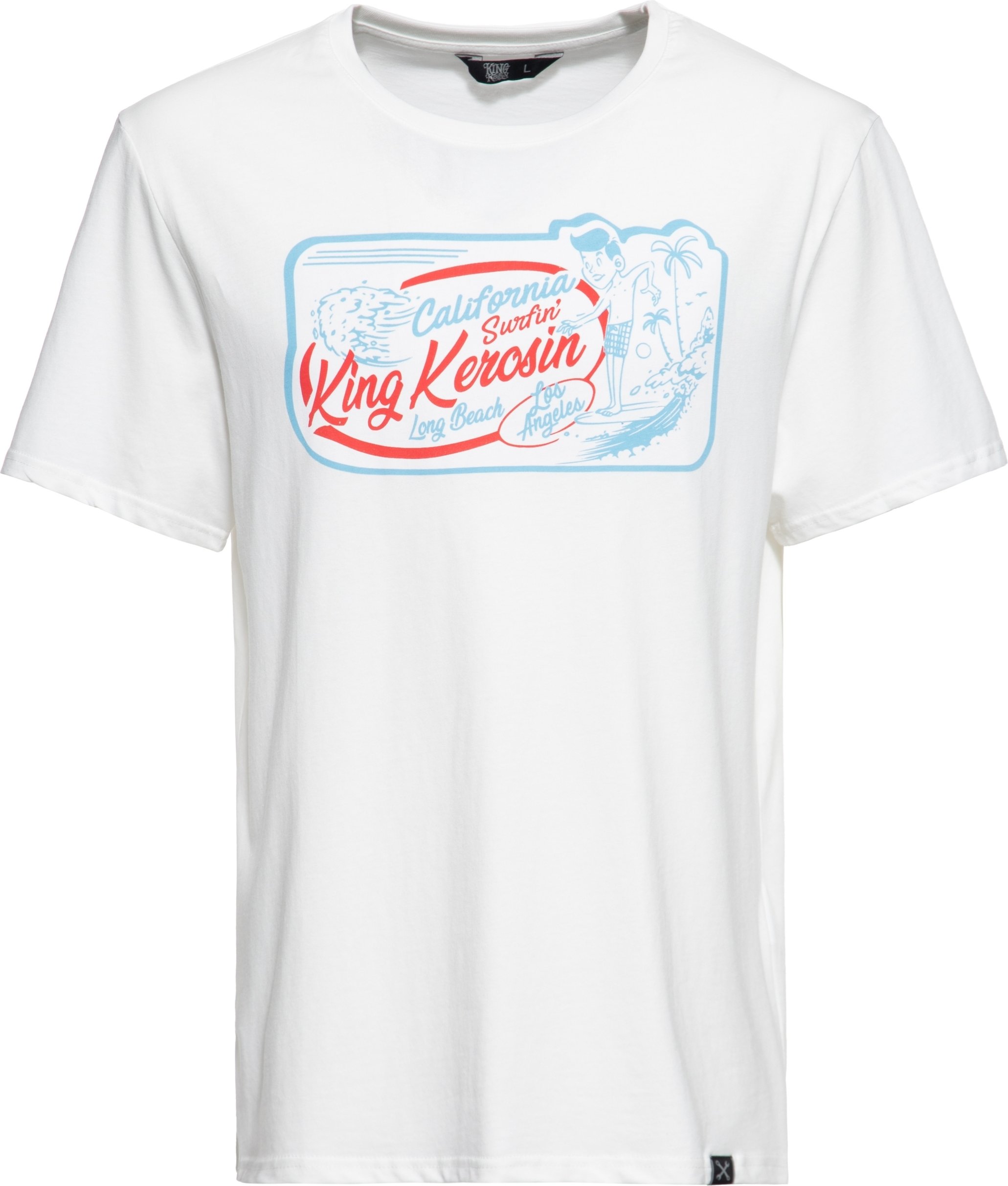 King Kerosin Herren Print T-Shirt California Surfin weiß