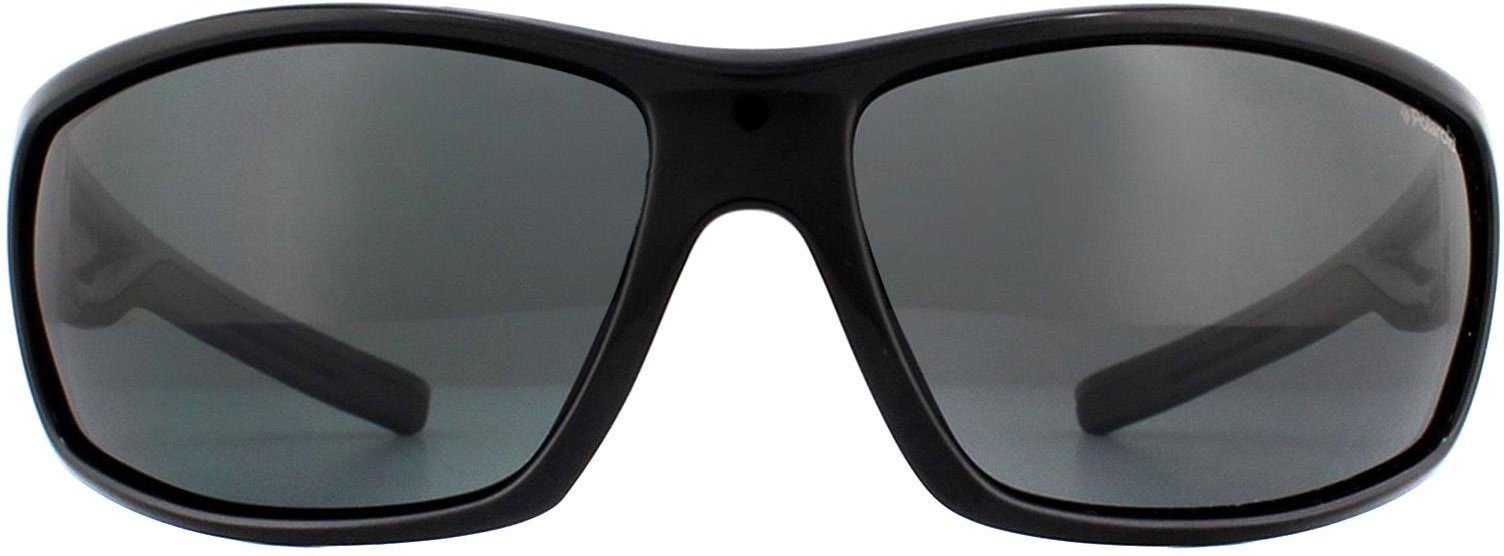 Thumbnail - Polaroid Sport Wrap Mens Schwarz Grau Polarisierte Sonnenbrille