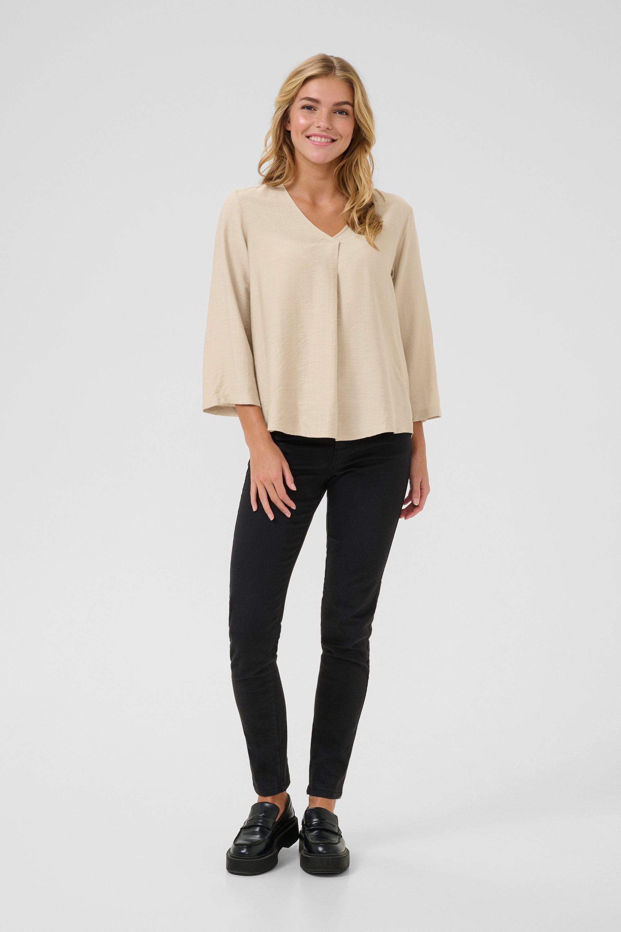 Langarm-Bluse Regular fit cream