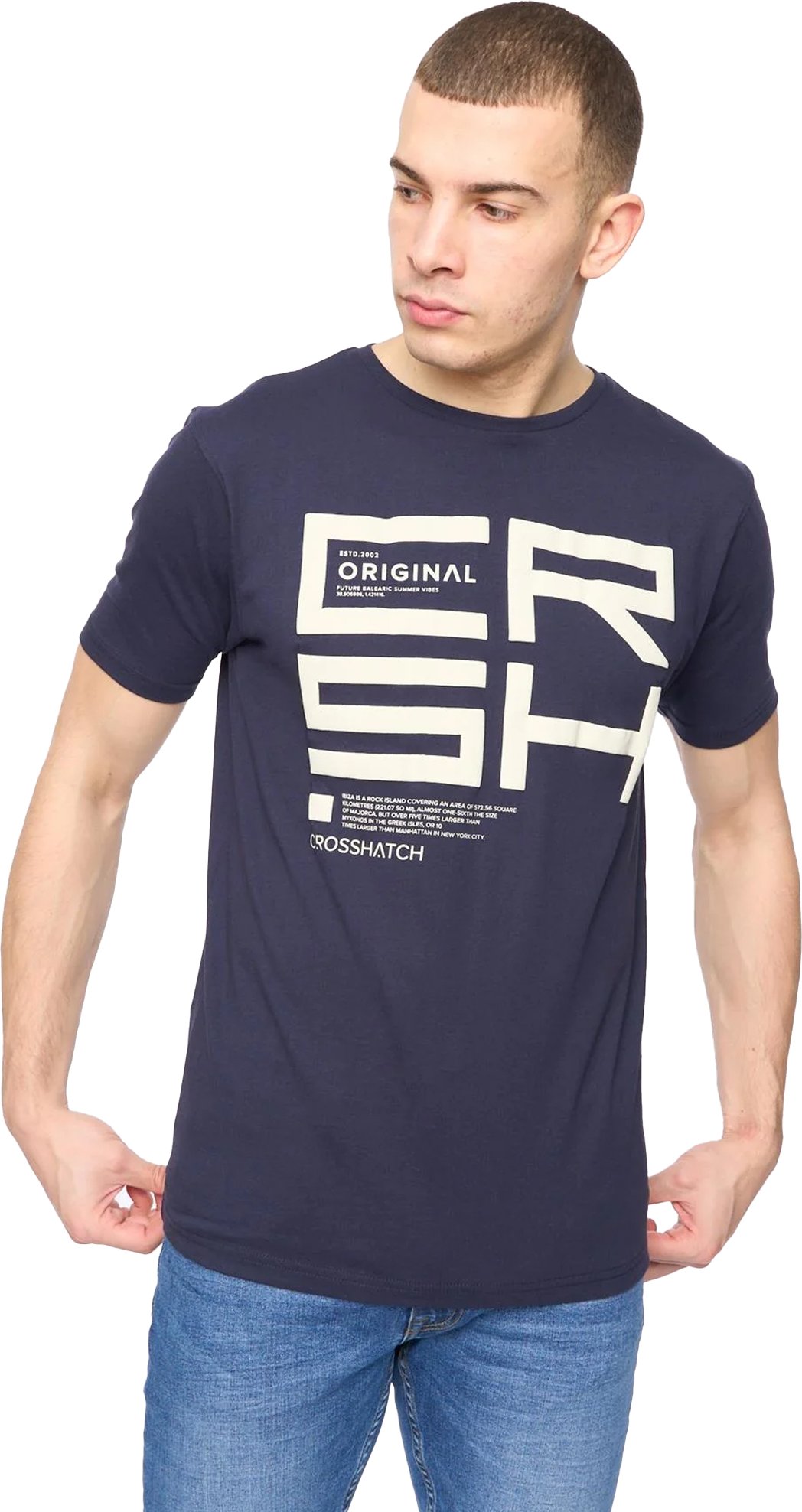 Crosshatch - "Squarebox" T-Shirt für Herren (Marine)