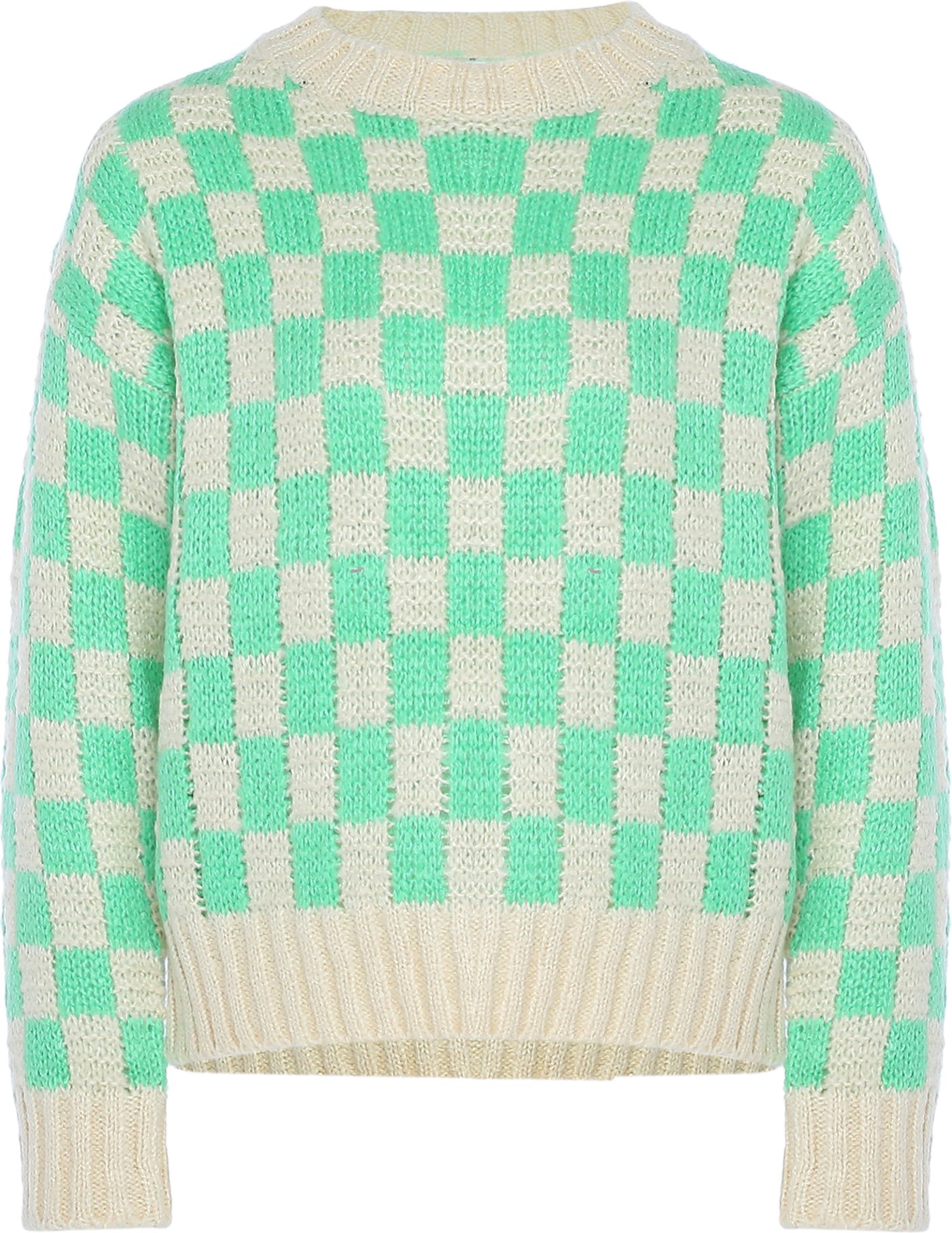 Mymo Pullover Frauen MINT WEISS KARIERT