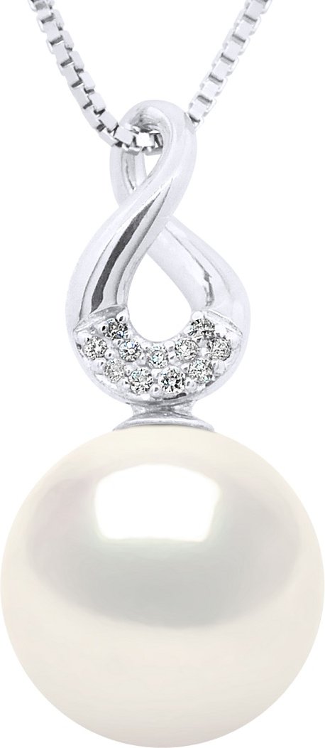 Anhänger Acht Weißgold – Diamanten 0,03 ct – echte Süßwasser-Zuchtperle rund 9–10 mm