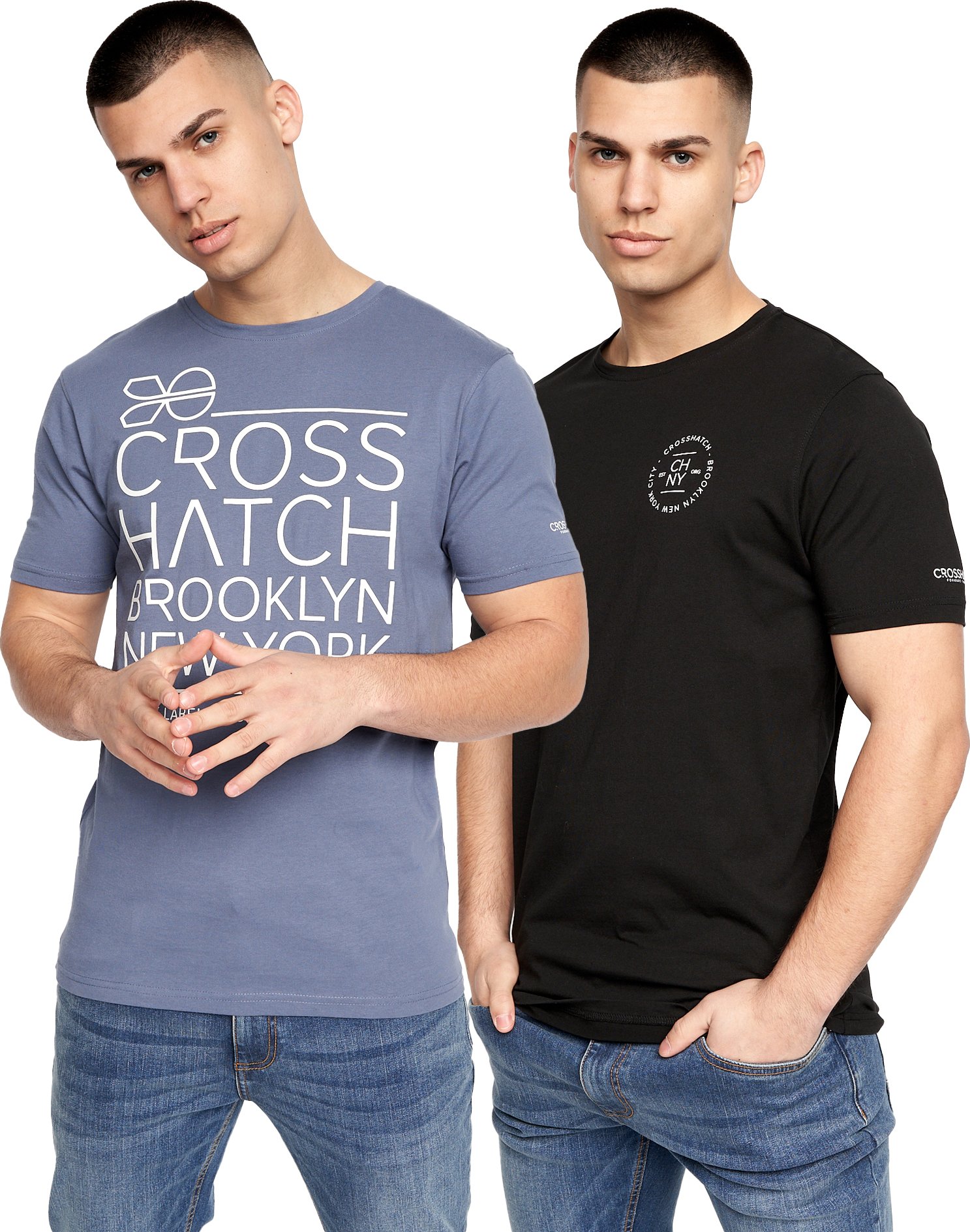 Crosshatch - "Bestforth" T-Shirt für Herren (2er-Pack) (Schwarz/Blau)