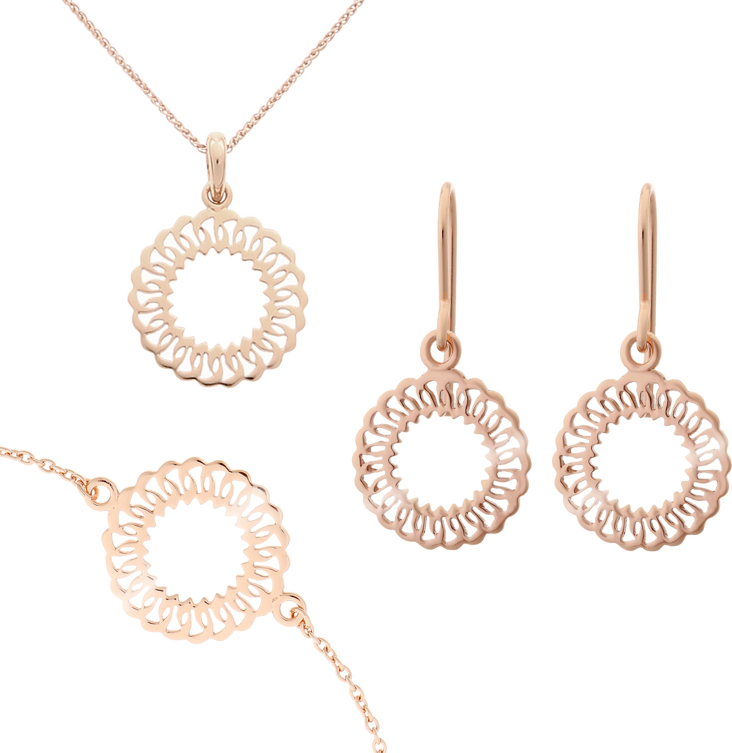 Orphelia 'Amada' Damen-Set aus 925er Sterlingsilber: Armband + Ohrringe + Halskette – Rosé SET-7075/1