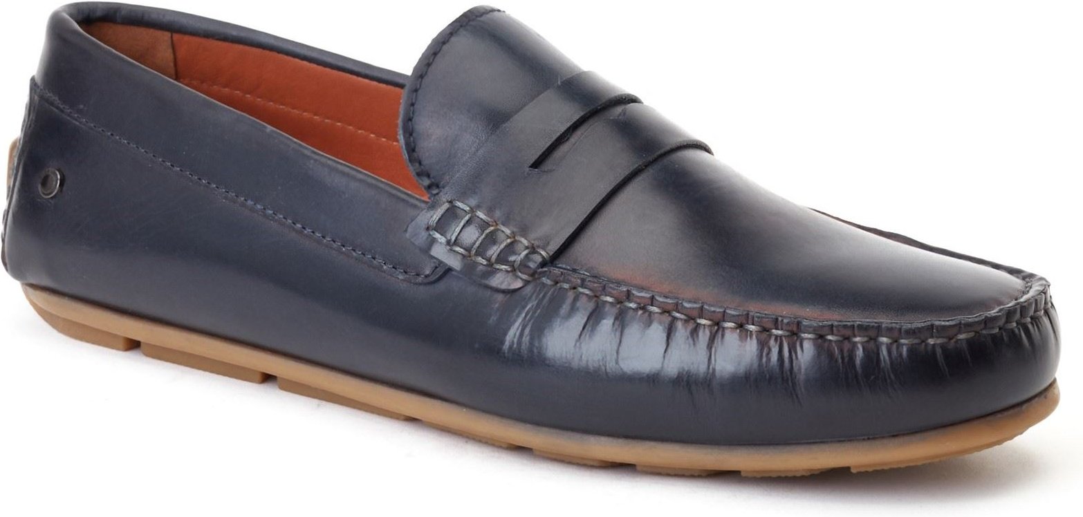 Base London Collins Leder Herren Navy Standard Slipper