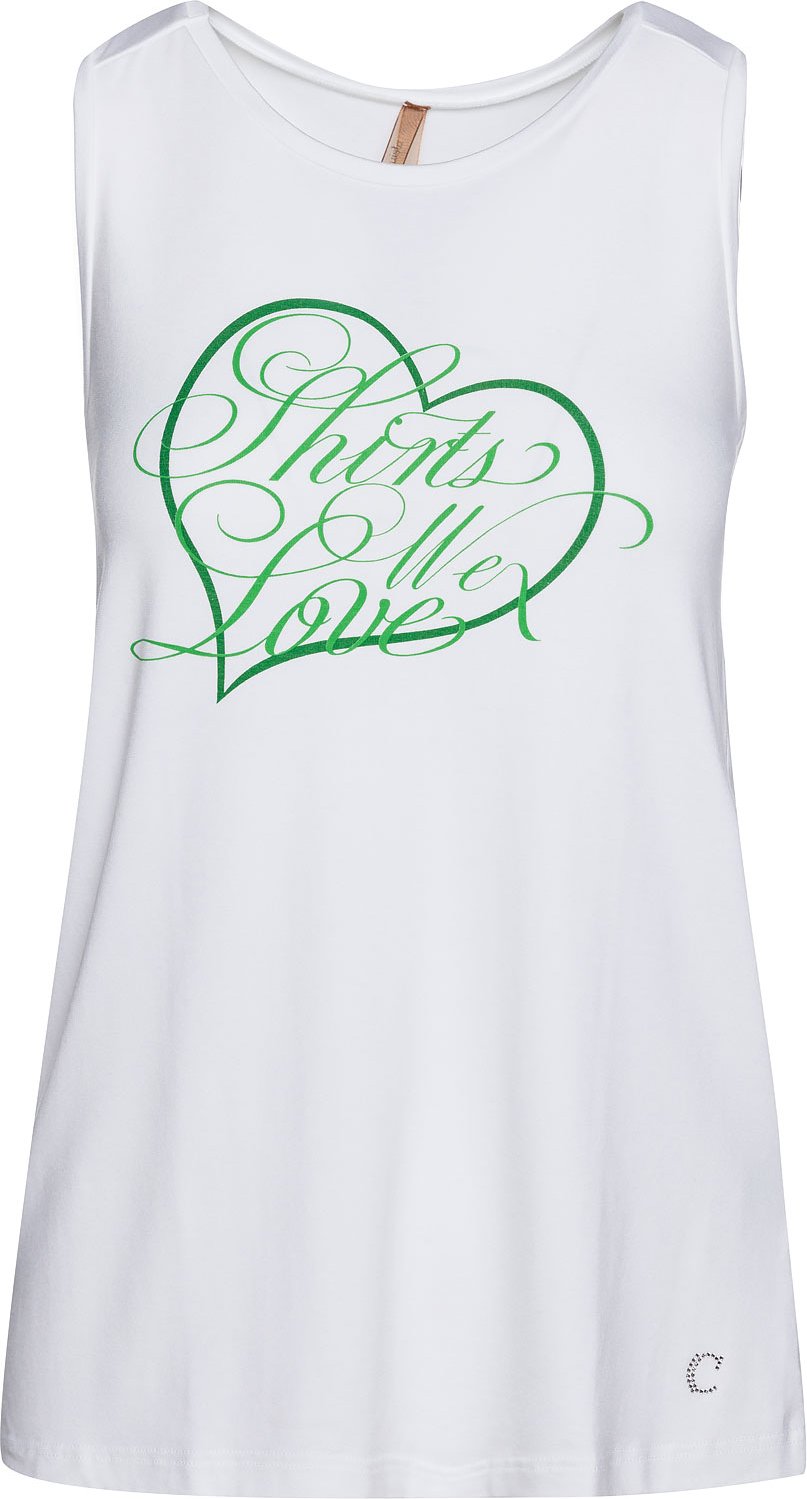 Racer Back Print Top in Weiß Viskose Elastan